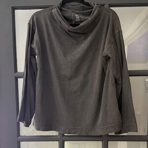 Free People Charcoal Funnel Neck Long Sleeve Top